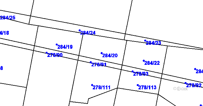 Parcela st. 284/20 v KÚ Štipoklasy, Katastrální mapa