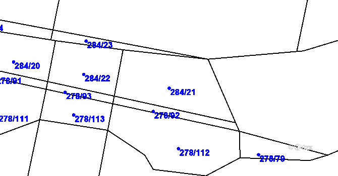 Parcela st. 284/21 v KÚ Štipoklasy, Katastrální mapa