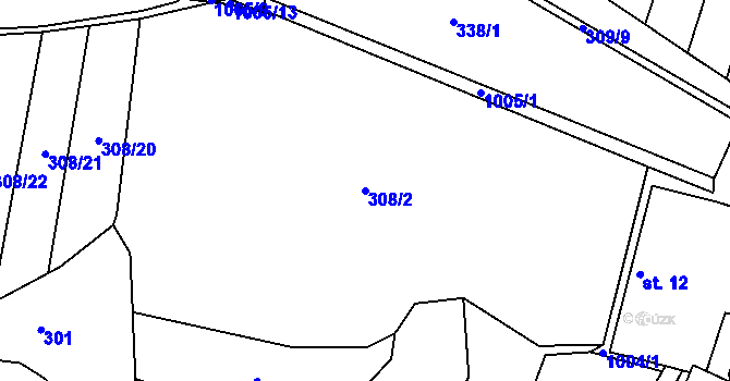 Parcela st. 308/2 v KÚ Štipoklasy, Katastrální mapa