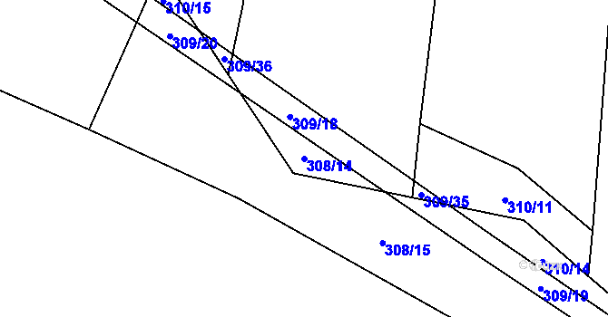 Parcela st. 308/14 v KÚ Štipoklasy, Katastrální mapa