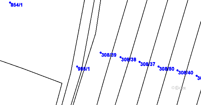 Parcela st. 308/39 v KÚ Štipoklasy, Katastrální mapa