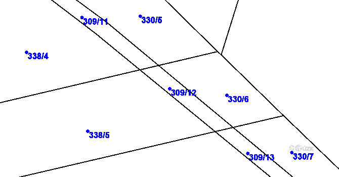 Parcela st. 309/12 v KÚ Štipoklasy, Katastrální mapa