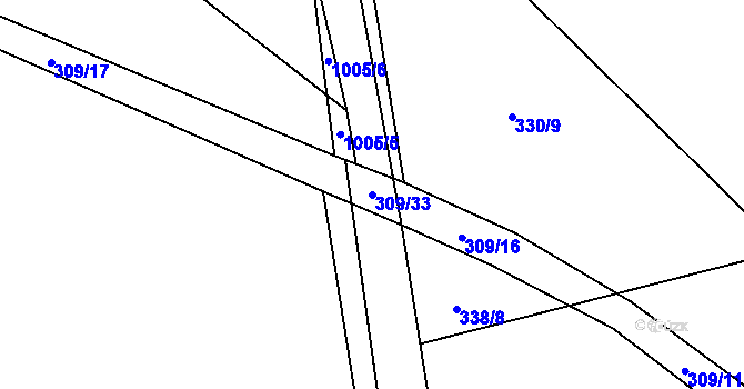 Parcela st. 309/33 v KÚ Štipoklasy, Katastrální mapa
