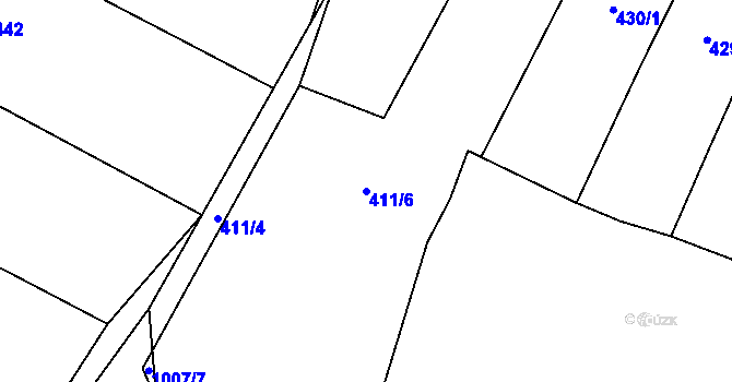 Parcela st. 411/6 v KÚ Štipoklasy, Katastrální mapa