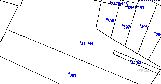 Parcela st. 411/11 v KÚ Štipoklasy, Katastrální mapa
