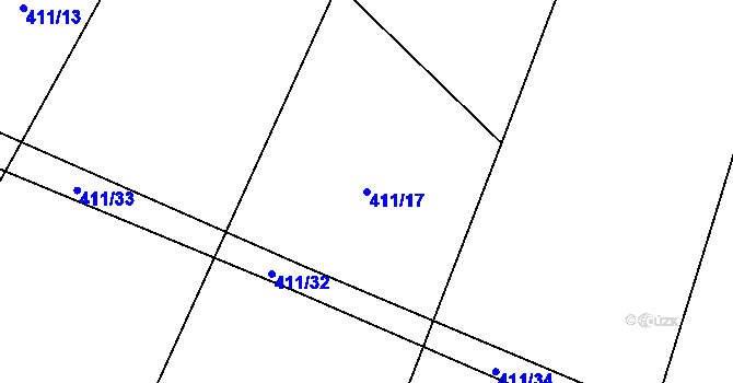 Parcela st. 411/17 v KÚ Štipoklasy, Katastrální mapa