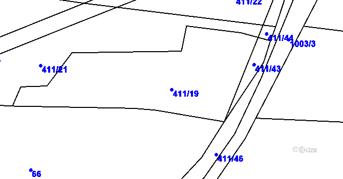 Parcela st. 411/19 v KÚ Štipoklasy, Katastrální mapa