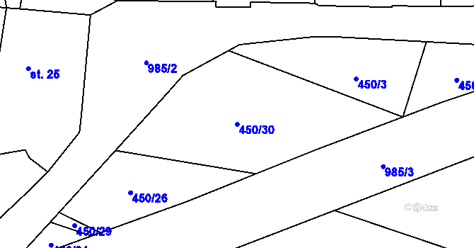 Parcela st. 450/30 v KÚ Štipoklasy, Katastrální mapa