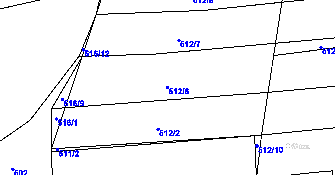 Parcela st. 512/6 v KÚ Štipoklasy, Katastrální mapa
