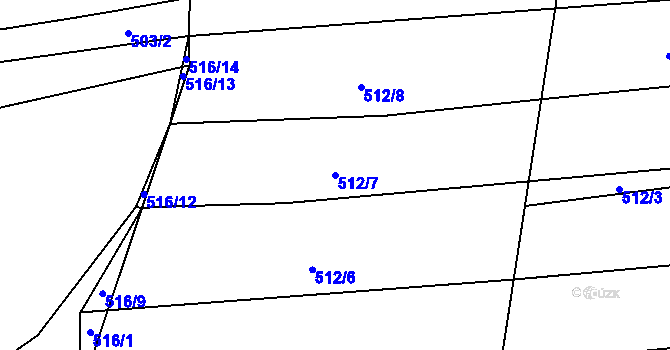 Parcela st. 512/7 v KÚ Štipoklasy, Katastrální mapa