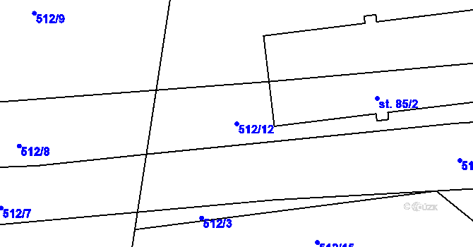 Parcela st. 512/12 v KÚ Štipoklasy, Katastrální mapa