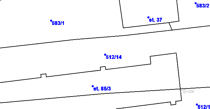 Parcela st. 512/14 v KÚ Štipoklasy, Katastrální mapa