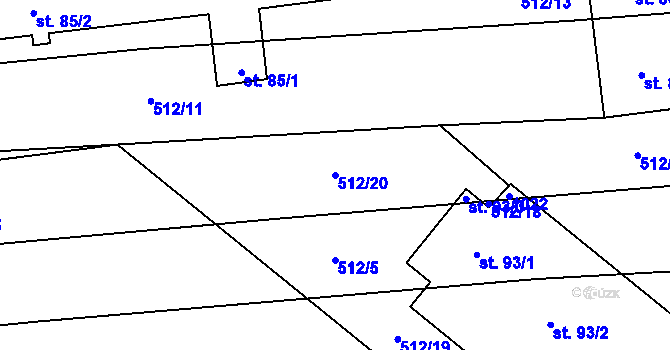 Parcela st. 512/20 v KÚ Štipoklasy, Katastrální mapa