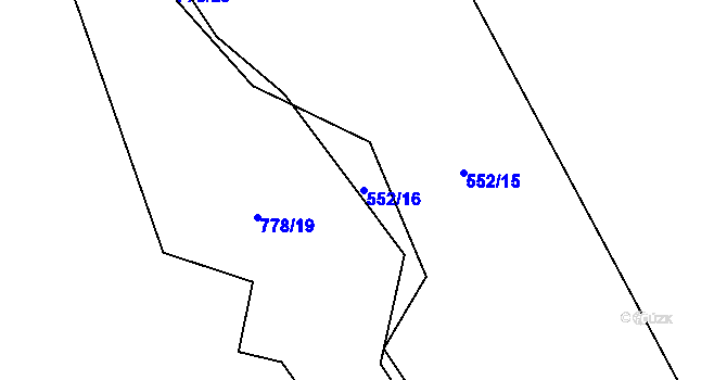 Parcela st. 552/16 v KÚ Štipoklasy, Katastrální mapa