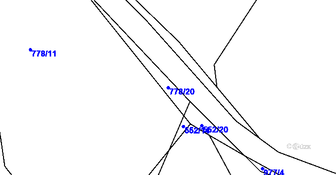 Parcela st. 778/20 v KÚ Štipoklasy, Katastrální mapa