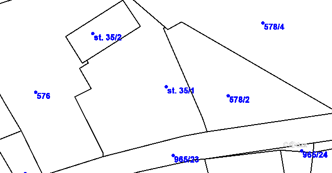 Parcela st. 35/1 v KÚ Štipoklasy, Katastrální mapa