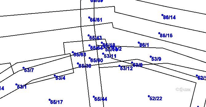 Parcela st. 53/11 v KÚ Štipoklasy, Katastrální mapa