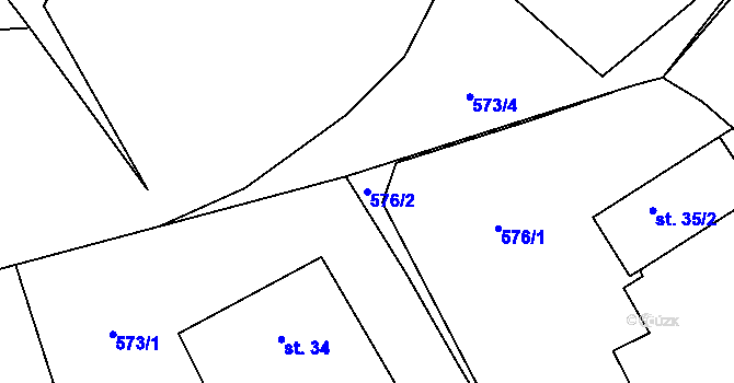 Parcela st. 576/2 v KÚ Štipoklasy, Katastrální mapa