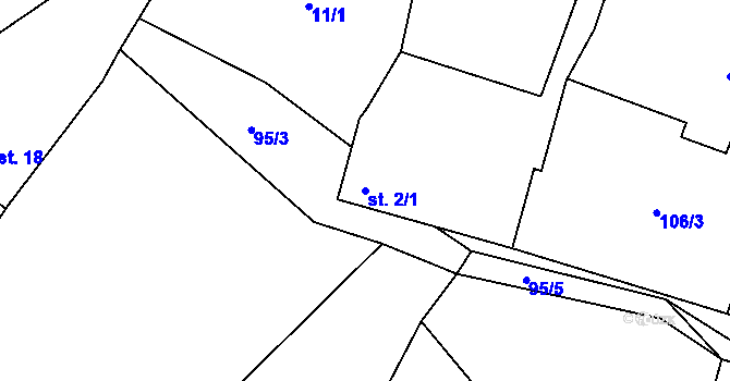 Parcela st. 2/1 v KÚ Svinná u Štítar, Katastrální mapa