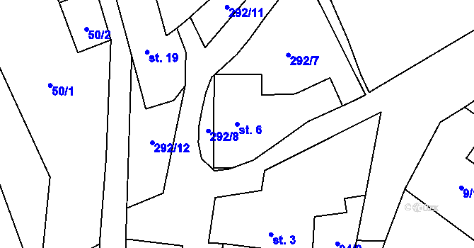 Parcela st. 6 v KÚ Svinná u Štítar, Katastrální mapa