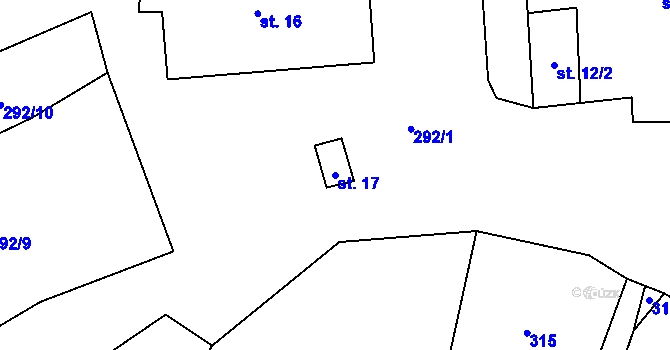 Parcela st. 17 v KÚ Svinná u Štítar, Katastrální mapa
