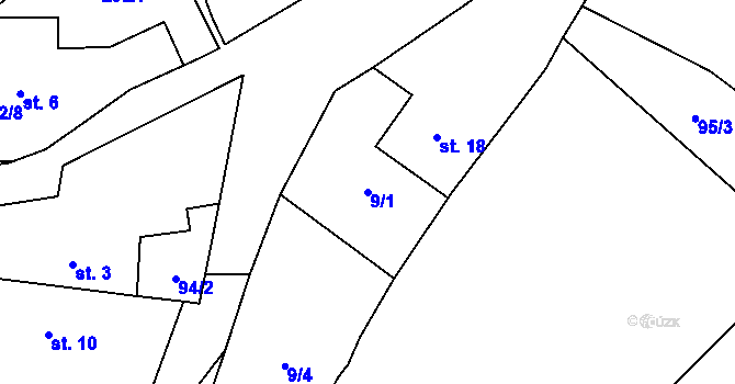 Parcela st. 9/1 v KÚ Svinná u Štítar, Katastrální mapa