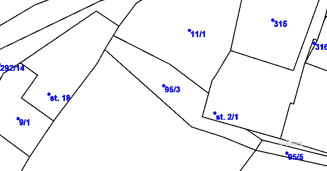 Parcela st. 95/3 v KÚ Svinná u Štítar, Katastrální mapa