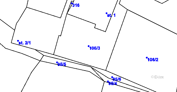 Parcela st. 106/3 v KÚ Svinná u Štítar, Katastrální mapa