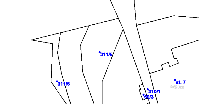 Parcela st. 311/5 v KÚ Svinná u Štítar, Katastrální mapa