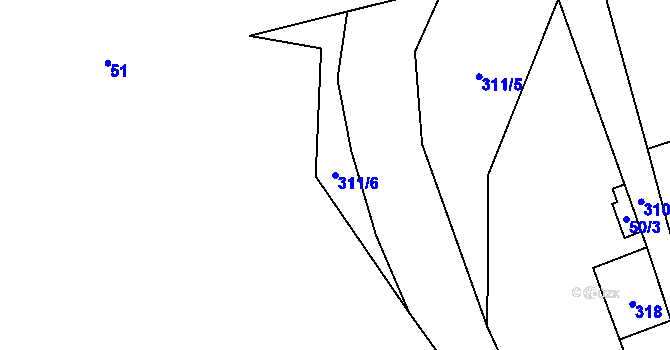 Parcela st. 311/6 v KÚ Svinná u Štítar, Katastrální mapa