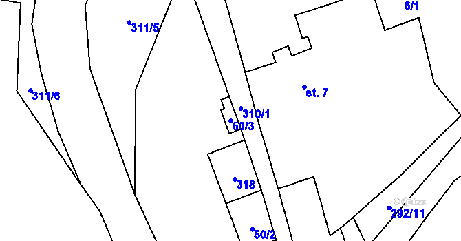 Parcela st. 50/3 v KÚ Svinná u Štítar, Katastrální mapa