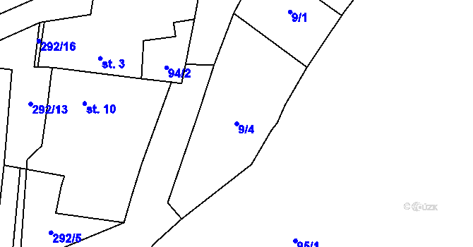 Parcela st. 9/4 v KÚ Svinná u Štítar, Katastrální mapa