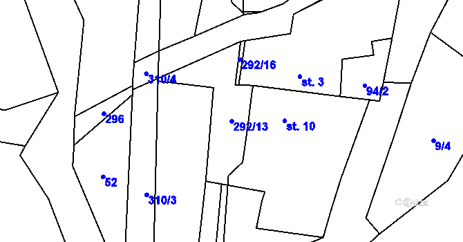 Parcela st. 292/13 v KÚ Svinná u Štítar, Katastrální mapa