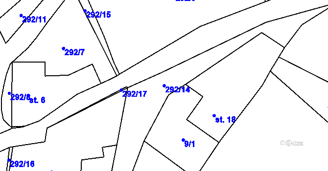 Parcela st. 292/14 v KÚ Svinná u Štítar, Katastrální mapa