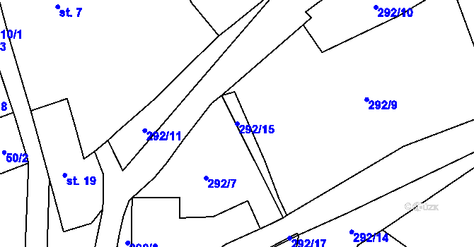 Parcela st. 292/15 v KÚ Svinná u Štítar, Katastrální mapa