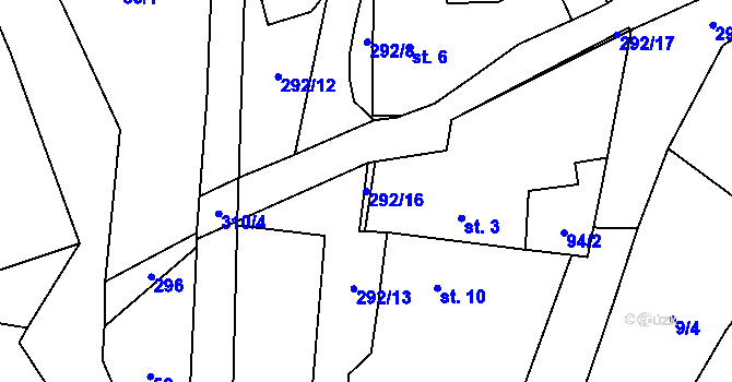 Parcela st. 292/16 v KÚ Svinná u Štítar, Katastrální mapa