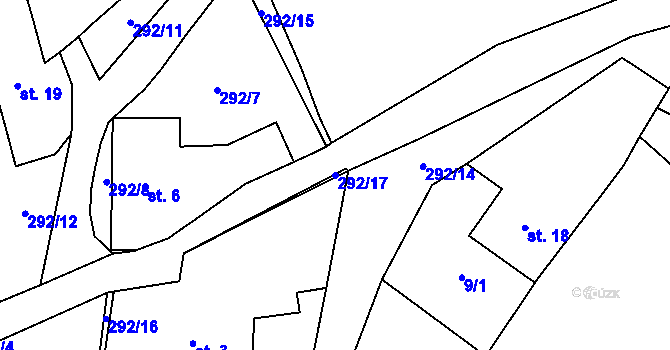 Parcela st. 292/17 v KÚ Svinná u Štítar, Katastrální mapa