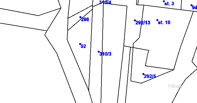 Parcela st. 310/3 v KÚ Svinná u Štítar, Katastrální mapa