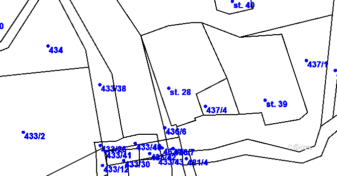 Parcela st. 28 v KÚ Štítary nad Radbuzou, Katastrální mapa