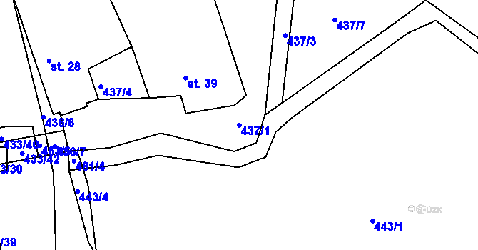 Parcela st. 437/1 v KÚ Štítary nad Radbuzou, Katastrální mapa