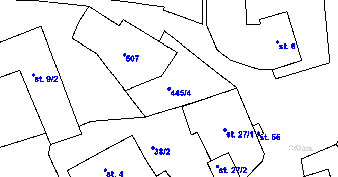Parcela st. 445/4 v KÚ Štítary nad Radbuzou, Katastrální mapa