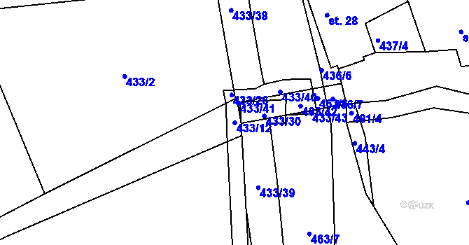Parcela st. 433/12 v KÚ Štítary nad Radbuzou, Katastrální mapa