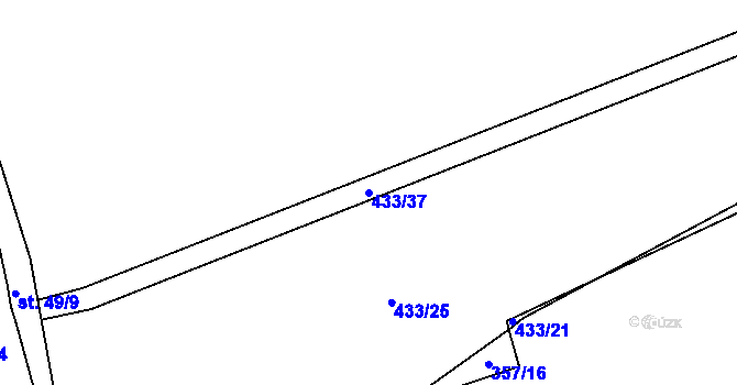 Parcela st. 433/37 v KÚ Štítary nad Radbuzou, Katastrální mapa