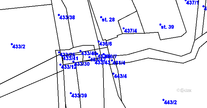 Parcela st. 436/7 v KÚ Štítary nad Radbuzou, Katastrální mapa
