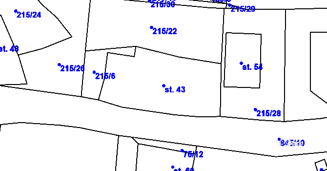 Parcela st. 43 v KÚ Tasnovice, Katastrální mapa