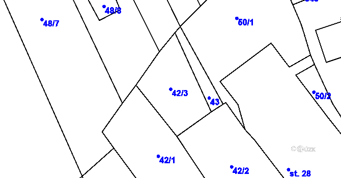 Parcela st. 42/3 v KÚ Tasnovice, Katastrální mapa