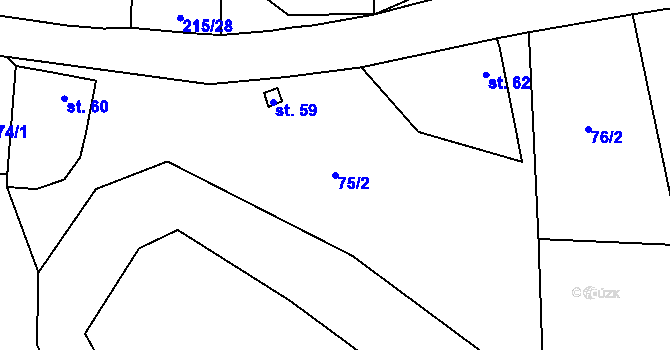 Parcela st. 75/2 v KÚ Tasnovice, Katastrální mapa