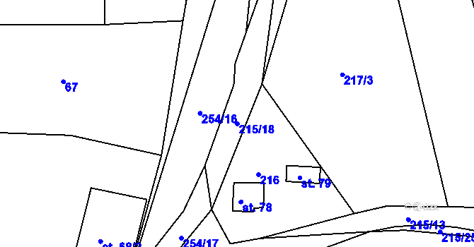 Parcela st. 215/18 v KÚ Tasnovice, Katastrální mapa