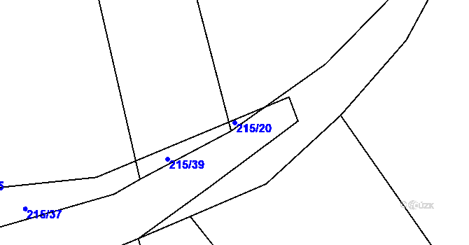 Parcela st. 215/20 v KÚ Tasnovice, Katastrální mapa