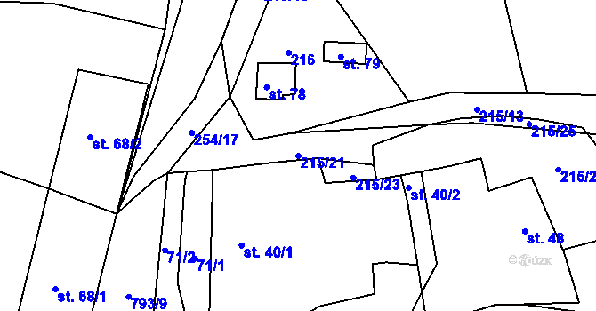 Parcela st. 215/21 v KÚ Tasnovice, Katastrální mapa